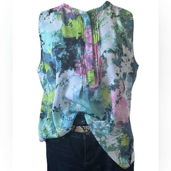 Liz Claiborne Tops - Liz Claiborne Women PXL Top Pastel Multicolor Pintuck Bodice Sleeveless Petite